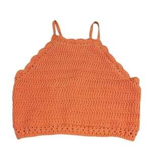 Hollister Crochet Boho Y2K 70’s Festival Indie Coastal Halter Cropped Top-L